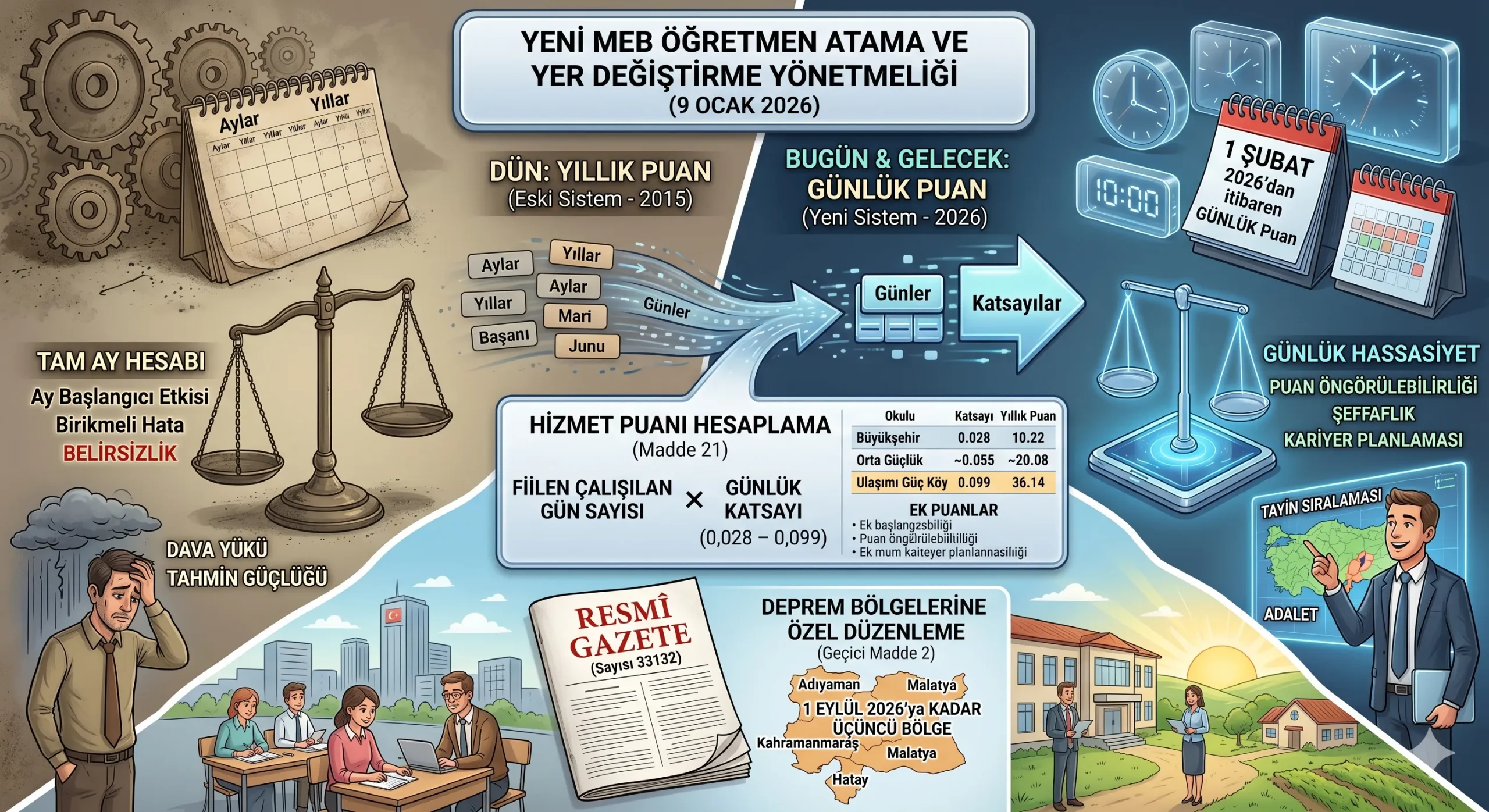 Yıllık Puandan Günlük Puana: MEB Öğretmen Hizmet Puanı Sistemindeki Köklü Dönüşümün Hukuki ve Uygulamalı Analizi