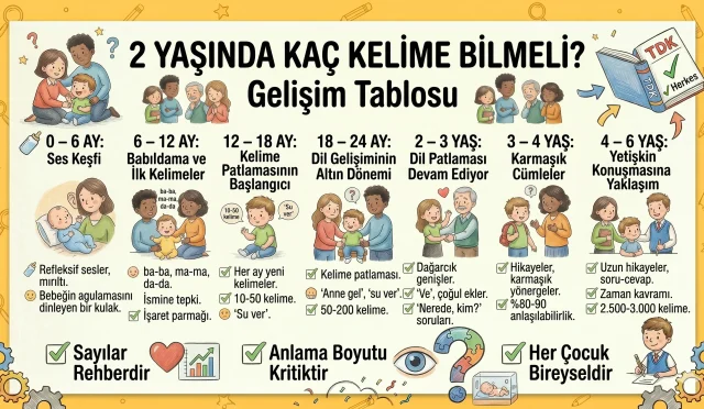 2 Yaşında Kaç Kelime Bilmeli? Gelişim Tablosu