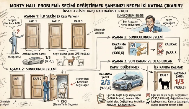 Monty Hall Problemi: Seçimi Değiştirmek Şansınızı Neden İki Katına Çıkarır?