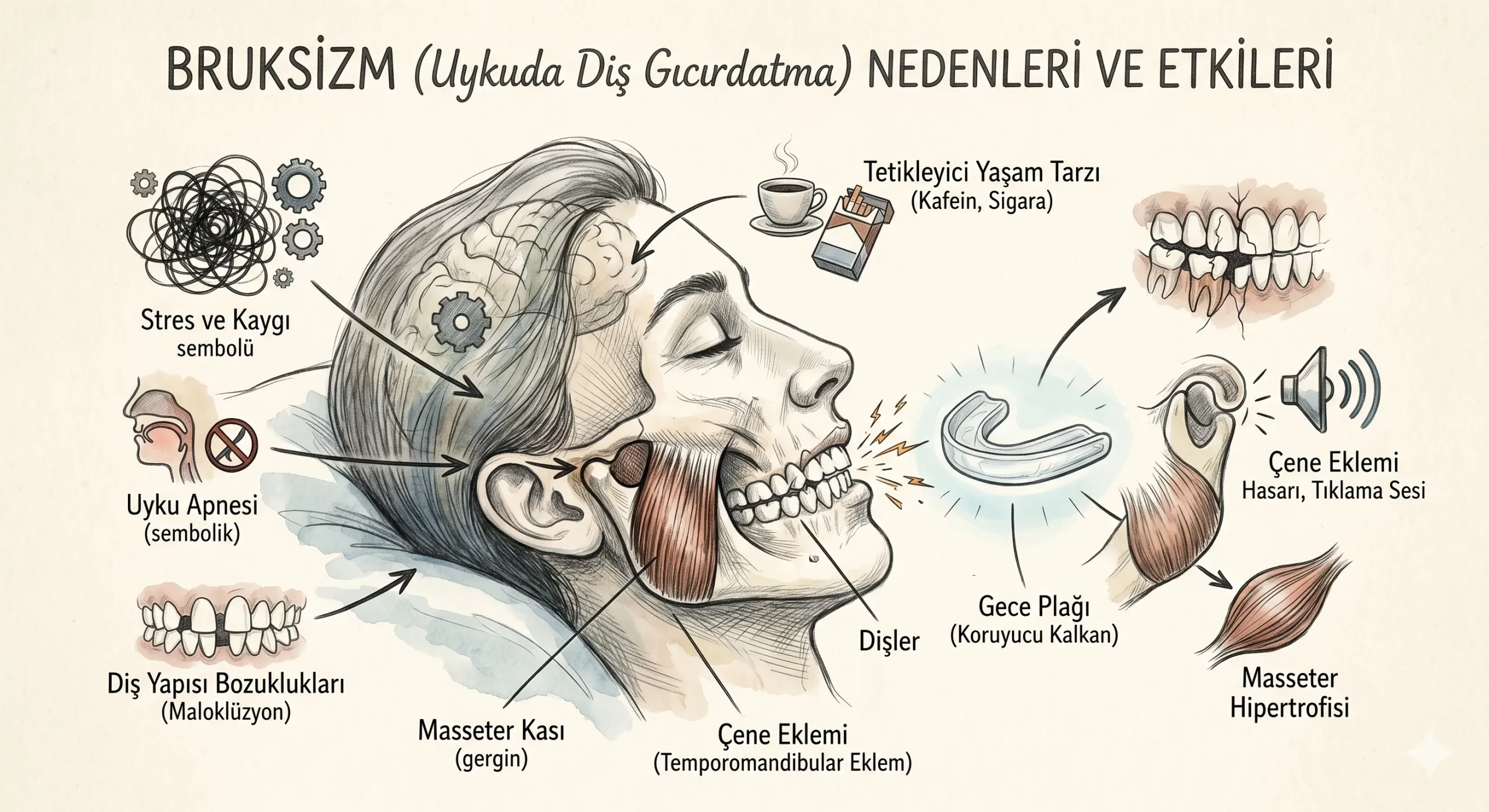 Uykuda Diş Gıcırdatma (Bruksizm) Neden Olur? Diş Sıkmanın Nedenleri